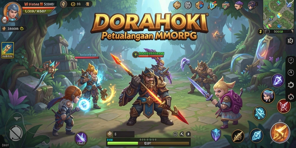 Tampilan gameplay DORAHOKI yang menakjubkan dalam dunia MMORPG.
