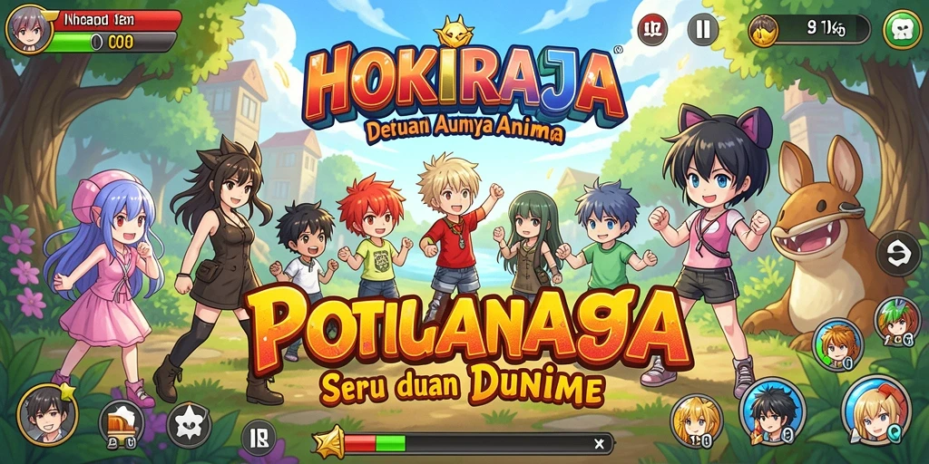 Tampilan gameplay HOKIRAJA dengan karakter anime ikonik.