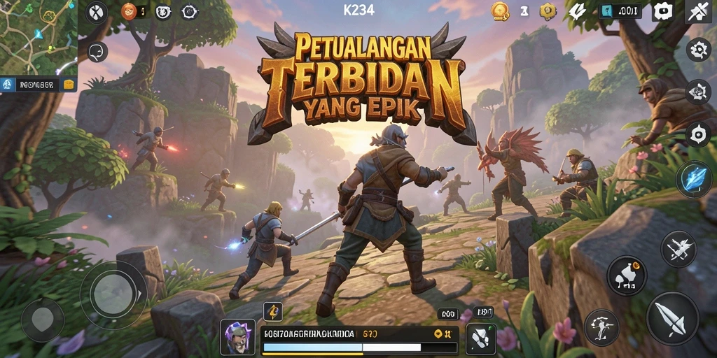 Screenshot gameplay K234 menampilkan petualangan seru di lingkungan terbuka.