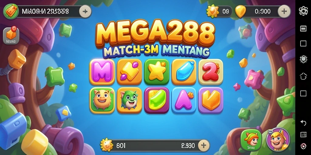 Tampilan gameplay MEGA288 yang menarik dan penuh warna.