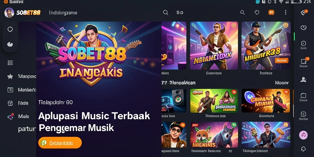 Tampilan gameplay SOBET88 yang interaktif dan penuh warna dalam menikmati musik.