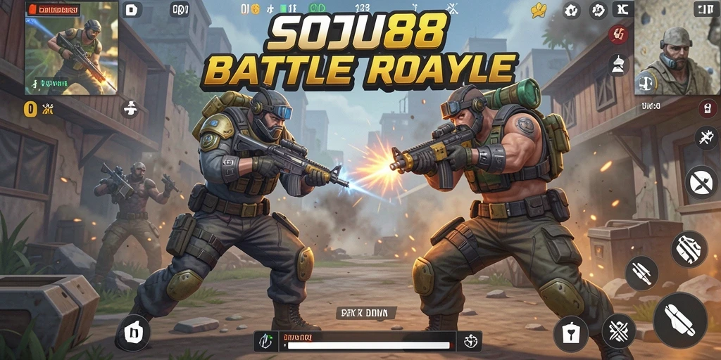 Screenshot dari gameplay seru di SOJU88, pertarungan Battle Royale menegangkan.